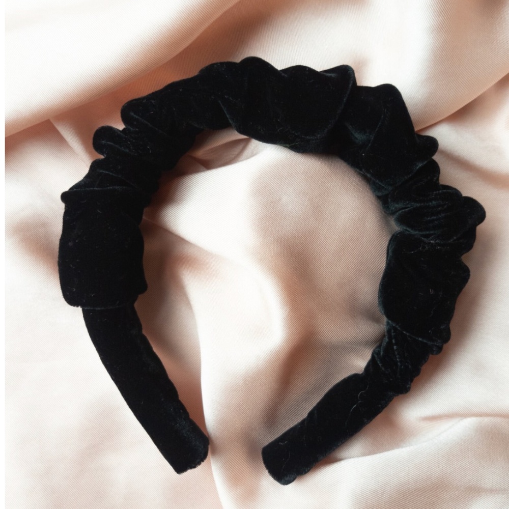 Black Velvet Scrunchie Headband Padded  luxury Hand Made